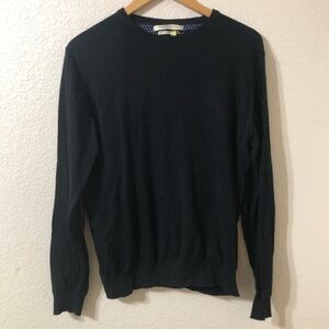 Lorenzoni Men's Extra Fine Cotton Black Crewneck Sweater Made in Italy Medium